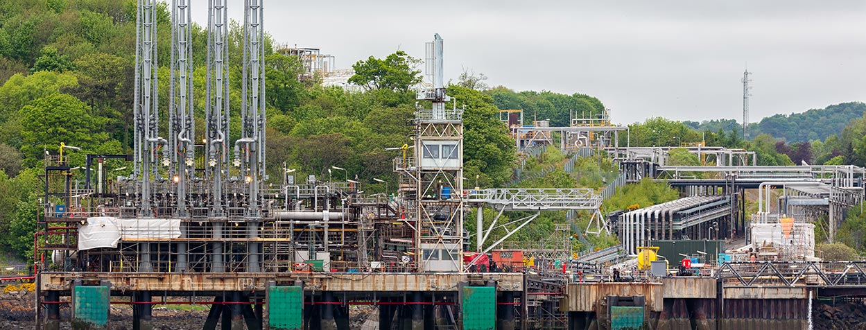 Refining equipment on shore