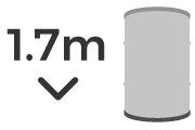 1.7 million decrease symbol next to an empty barrell